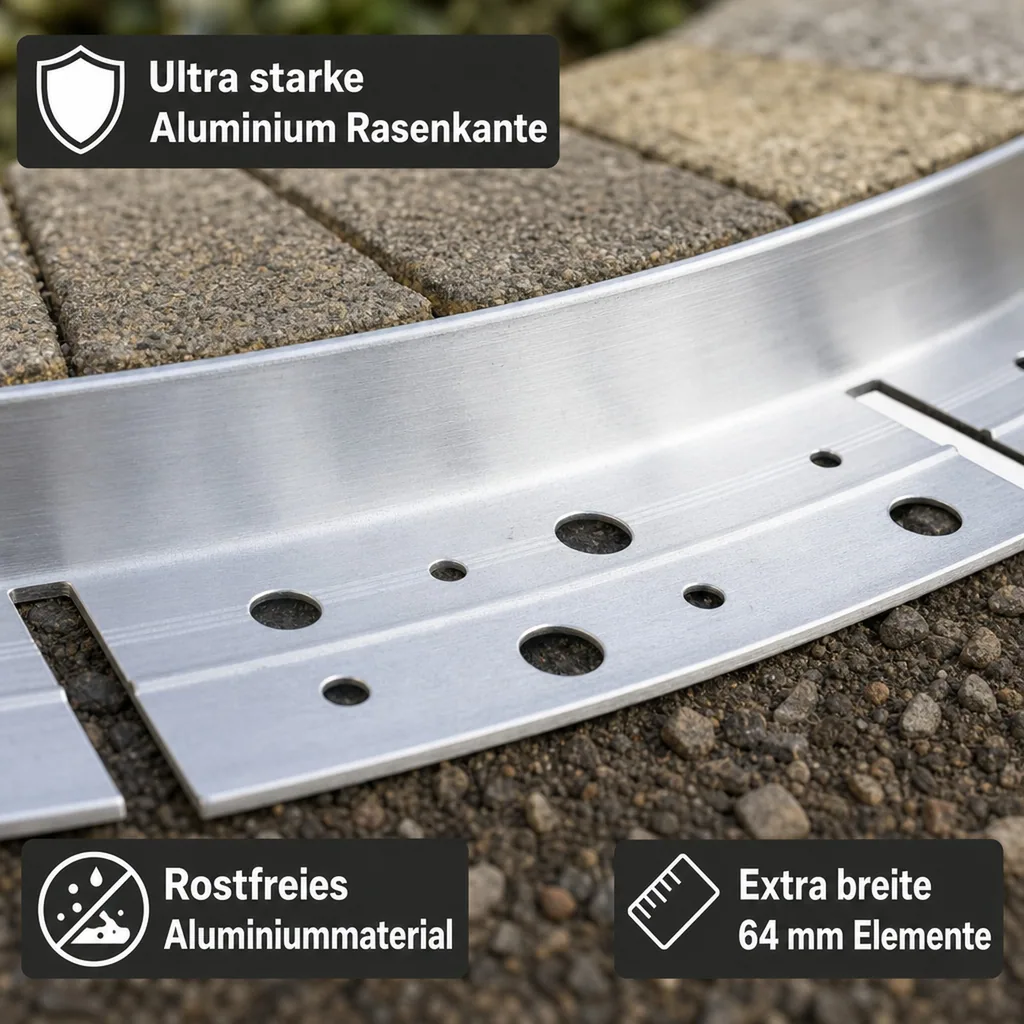 Ultra Starke Alu Rasenkanten 64mm x 100cm | Beeteinfassung | Beetumrandung | Beetbegrenzungen