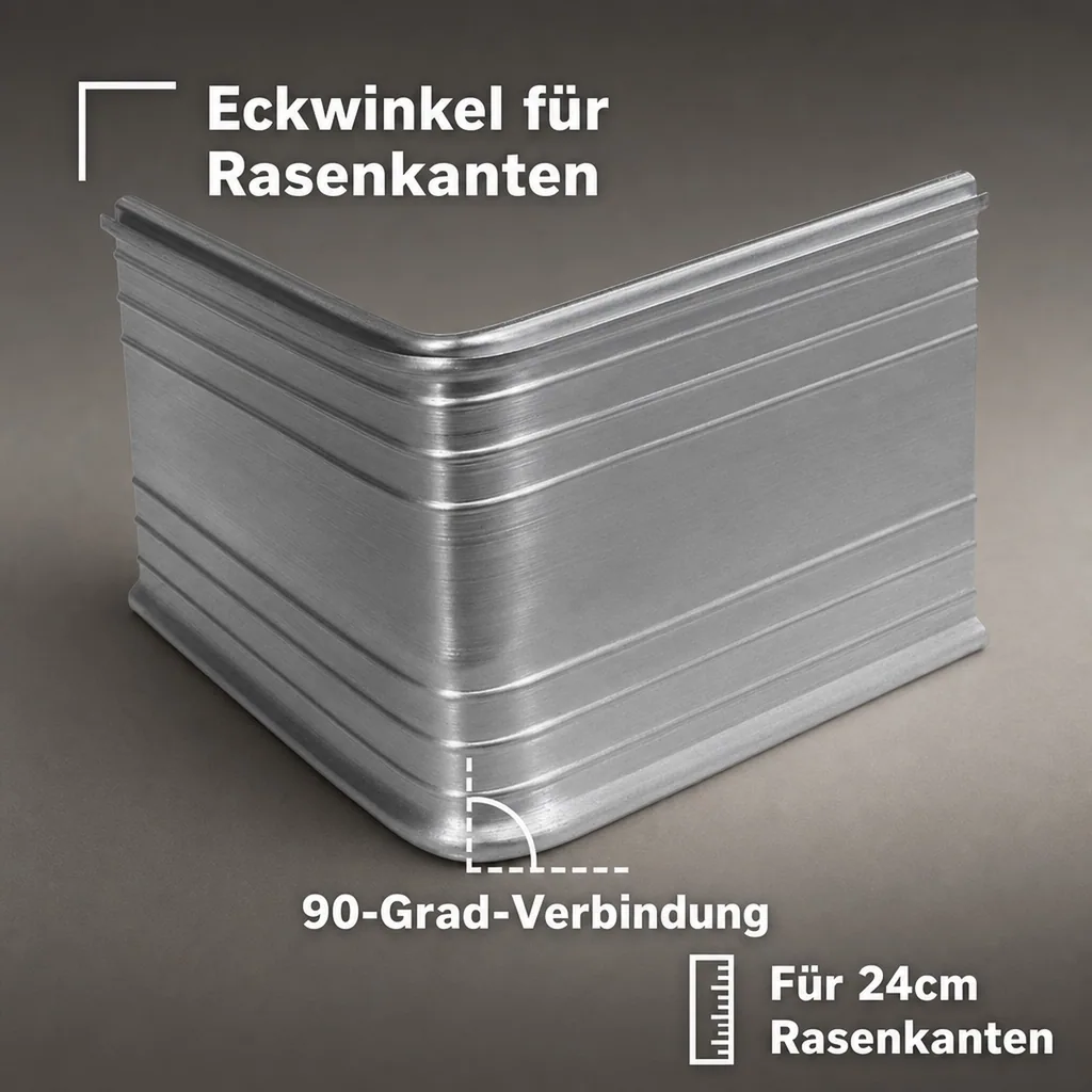 Eckwinkel 90grad für Ultra Starke Alu Rasenkante 24cm | Beeteinfassung | Beetumrandung | Beetbegrenzungen