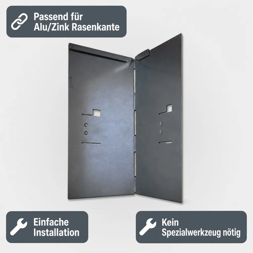 Alu/Zink Ecke für Rasenkanten Metall 13.5cm  | Rasenkanten | Beeteinfassung | Beetumrandung | Beetbegrenzungen, Color-GS: grau