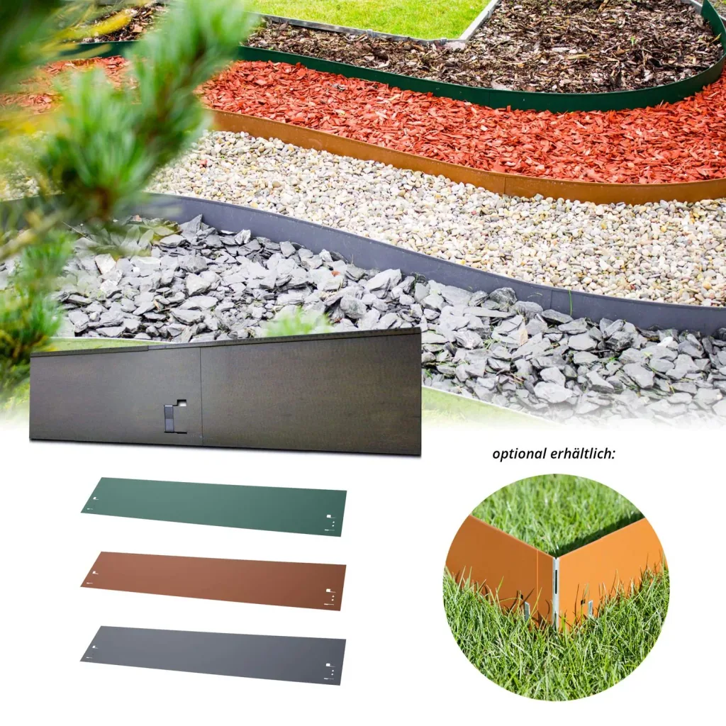 Rasenkante Abschlussstück 13,5cm x 113cm | Rasenkanten | Beeteinfassung | Beetumrandung | Beetbegrenzungen, Color-GS: ohne Farbe