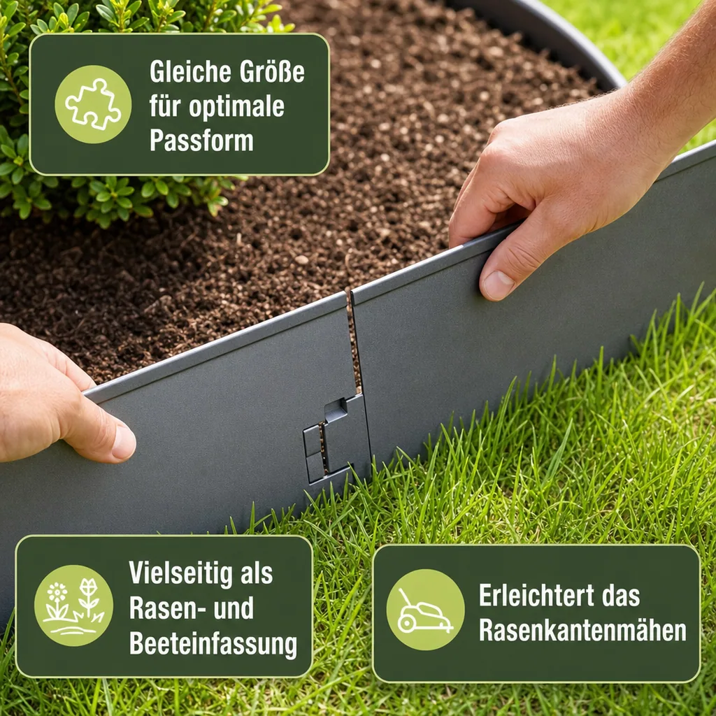 Rasenkanten Metall 18.5 cm x 120 cm | Beeteinfassung | Beetumrandung | Beetbegrenzungen, Color-GS: ohne Farbe