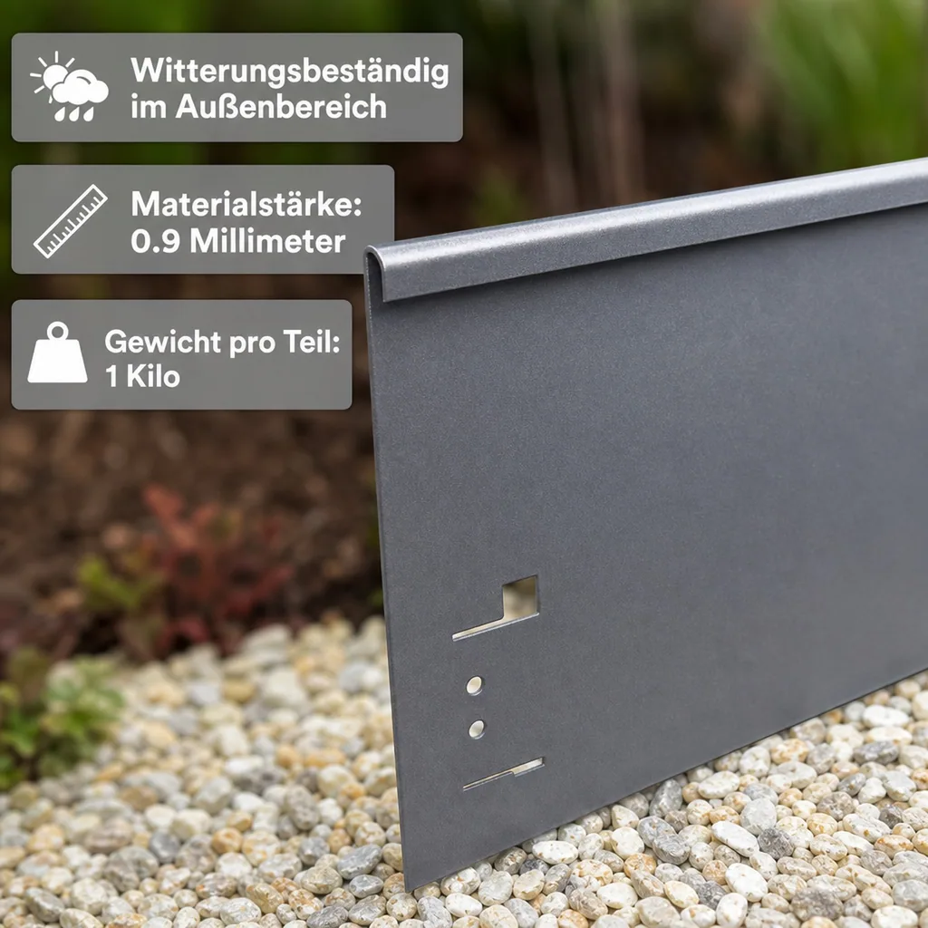 Rasenkanten Metall 18.5 cm x 120 cm | Beeteinfassung | Beetumrandung | Beetbegrenzungen, Color-GS: ohne Farbe