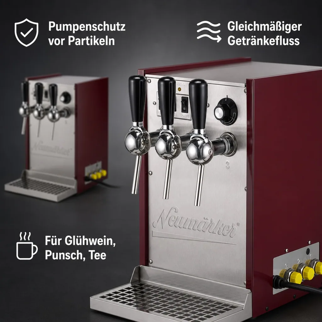 Glühweinzapfanlage, Getränke durchlauferhitzer - Heiße Spitze®, 3 Zapfhähne, 100L/h, 35°- 85°C, mit Pumpe