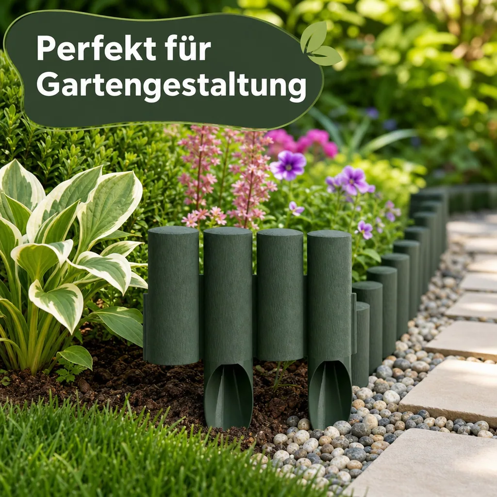 Gartenpallisade aus Kunststoff grun 23cm x 25.5 cm | Rasenkanten | Beeteinfassung | Beetumrandung | Beetbegrenzungen