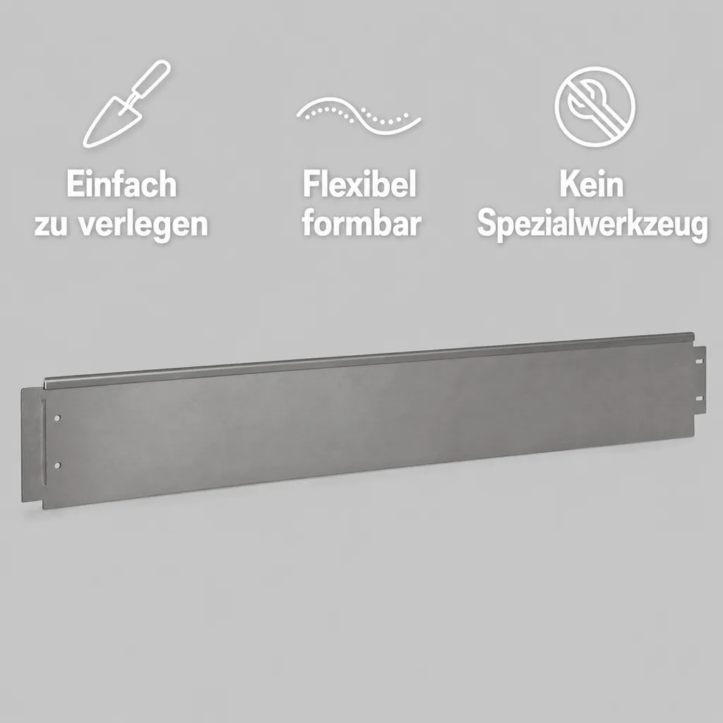 Rasenkanten Metall Alu/Zink 100 cm x 18 cm | Rasenkanten | Beeteinfassung | Beetumrandung | Beetbegrenzungen