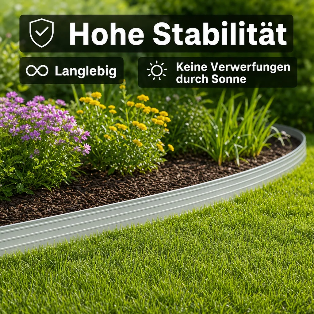 5er Set Ultra Starke Alu Rasenkanten 14cm x 2m (10m lang) | Beeteinfassung | Beetumrandung | Beetbegrenzungen, Color-GS: ohne Farbe
