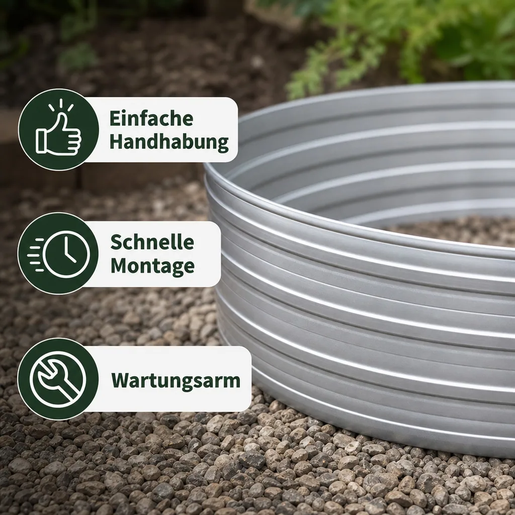 Baumring aus Alu Höhe 140 mm Durchmesser 1 m | Baumumrandung | Pflanzringe | Beeteinfassung | Rasenkante rund