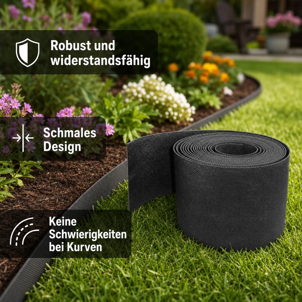 Rasenkantenband aus Kunststoff 10cm x 6m | Rasenkanten | Beeteinfassung | Beetumrandung | Beetbegrenzungen