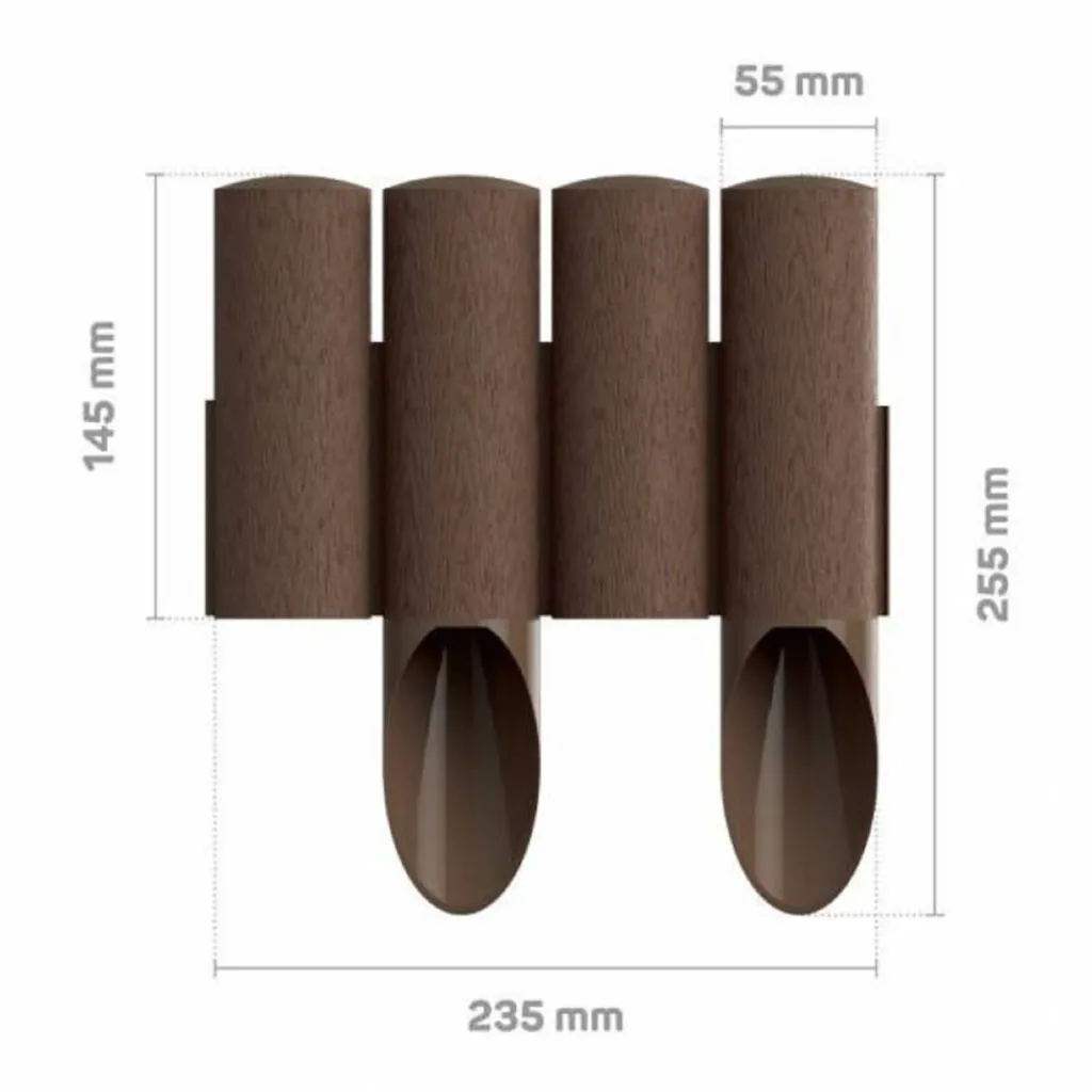 Palisaden aus Kunststoff braun 23 cm x 25.5 cm | Rasenkanten | Beeteinfassung | Beetumrandung | Beetbegrenzungen