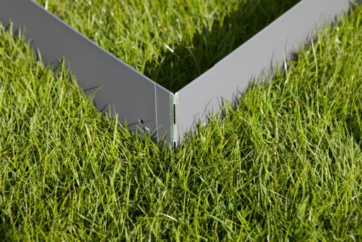Alu/Zink Ecke für Rasenkante 18.5cm | Rasenkanten | Beeteinfassung | Beetumrandung | Beetbegrenzungen, Color-GS: ohne Farbe