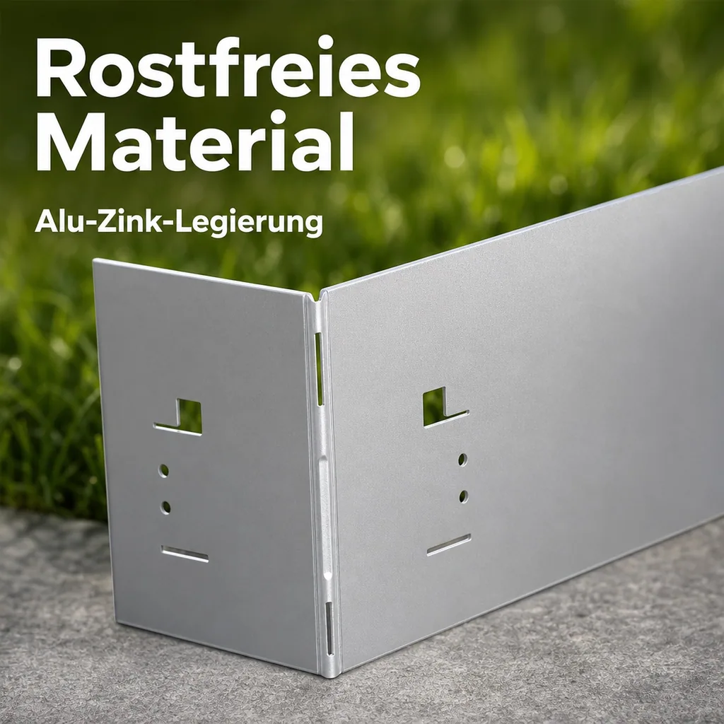 Alu/Zink Ecke für Rasenkante 18.5cm | Rasenkanten | Beeteinfassung | Beetumrandung | Beetbegrenzungen, Color-GS: ohne Farbe