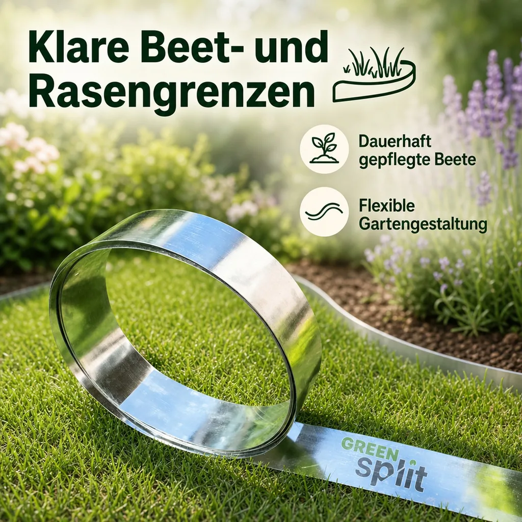 Rasenkantenband Metall Alu/Zink 20 cm x 10 Meter | Rasenkanten | Beeteinfassung | Beetumrandung | Beetbegrenzungen