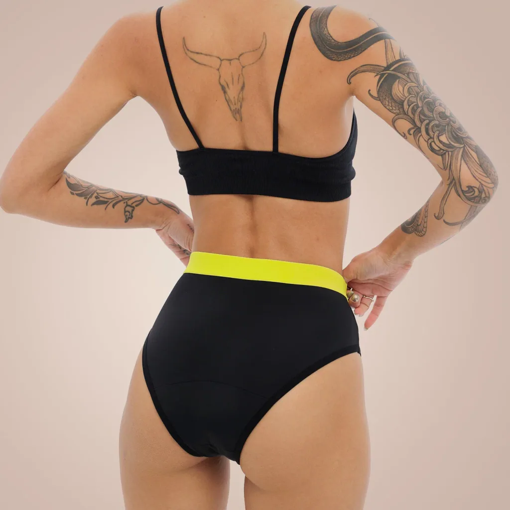 Weekiss High Waist Lemon Periodenunterwäsche, Menstruationsunterwäsche, Periodenslip, Größe: XXL (44); Mengen-Rabatte: ohne; Farbe Weekiss: Schwarz