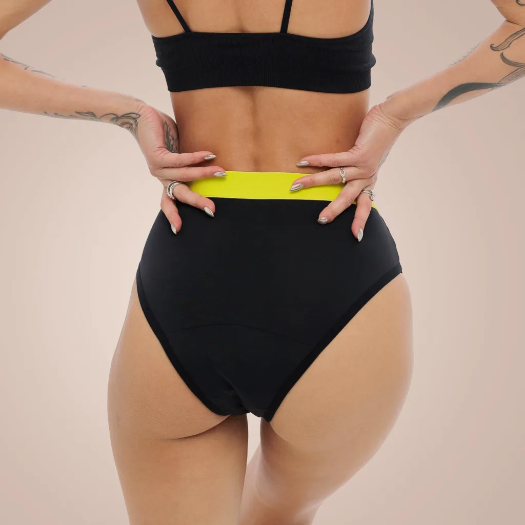 Weekiss High Waist Lemon Periodenunterwäsche, Menstruationsunterwäsche, Periodenslip, Größe: L (40); Mengen-Rabatte: ohne; Farbe Weekiss: Schwarz