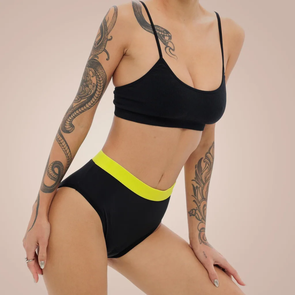 Weekiss High Waist Lemon Periodenunterwäsche, Menstruationsunterwäsche, Periodenslip, Größe: L (40); Mengen-Rabatte: ohne; Farbe Weekiss: Schwarz
