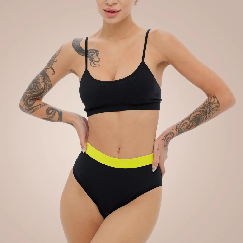 Weekiss High Waist Lemon Periodenunterwäsche, Menstruationsunterwäsche, Periodenslip, Größe: L (40); Mengen-Rabatte: ohne; Farbe Weekiss: Schwarz