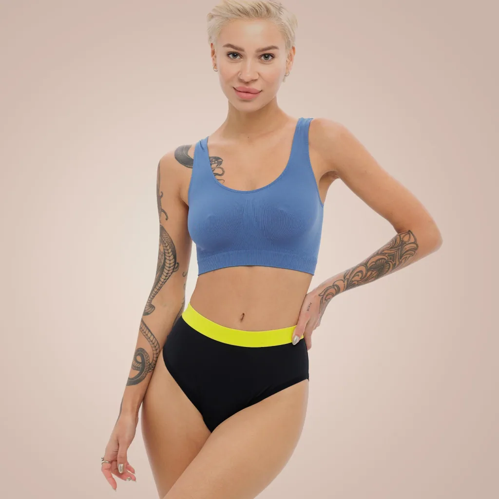 Weekiss High Waist Lemon Periodenunterwäsche, Menstruationsunterwäsche, Periodenslip, Größe: L (40); Mengen-Rabatte: ohne; Farbe Weekiss: Schwarz