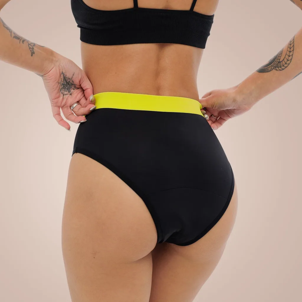 Weekiss High Waist Lemon Periodenunterwäsche, Menstruationsunterwäsche, Periodenslip, Größe: L (40); Mengen-Rabatte: ohne; Farbe Weekiss: Schwarz