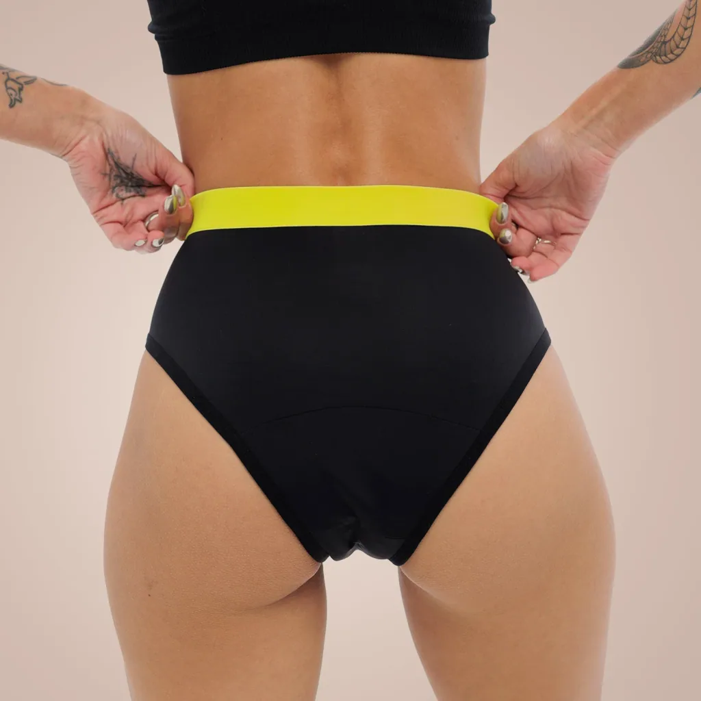 Weekiss High Waist Lemon Periodenunterwäsche, Menstruationsunterwäsche, Periodenslip, Größe: L (40); Mengen-Rabatte: ohne; Farbe Weekiss: Schwarz