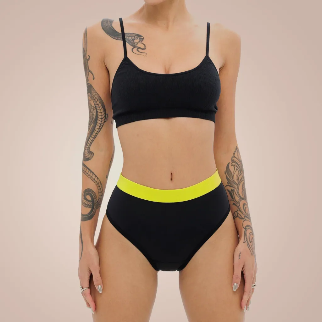 Weekiss High Waist Lemon Periodenunterwäsche, Menstruationsunterwäsche, Periodenslip, Größe: L (40); Mengen-Rabatte: ohne; Farbe Weekiss: Schwarz