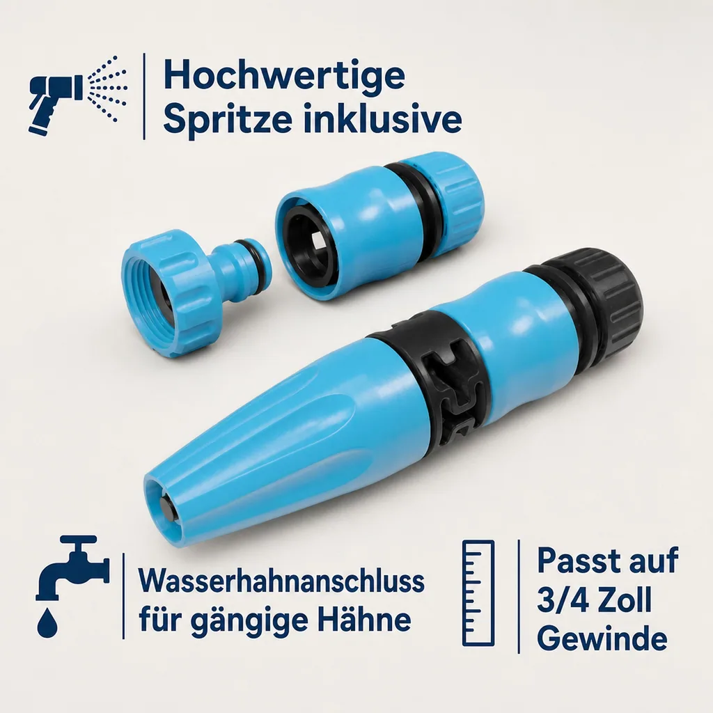 Gartenschlauch Set 3 4 Zoll, Kupplung Set, Spritze, Anschluss