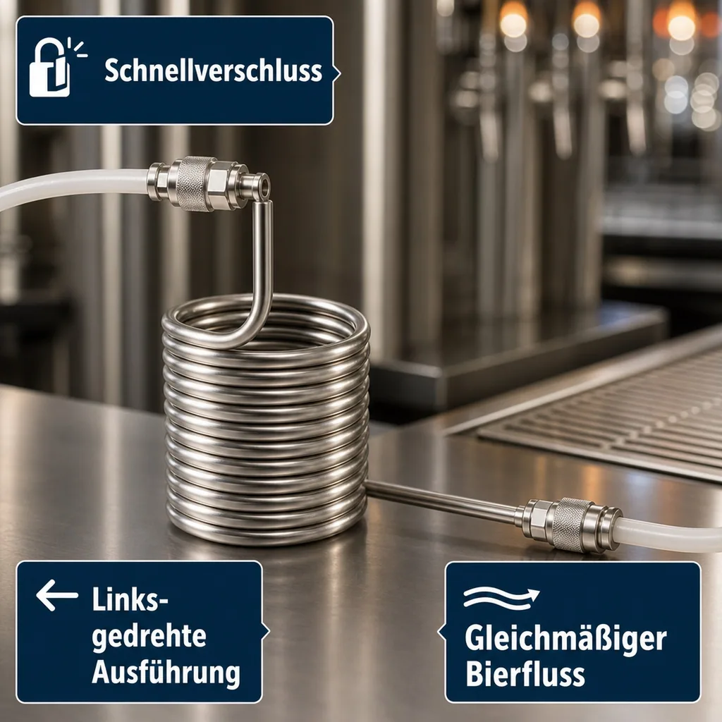 Kühlschlange, Kühlspirale, Beruhigungsschlange, CNS, d14 cm, gedreht, Ausführung: links-gedreht