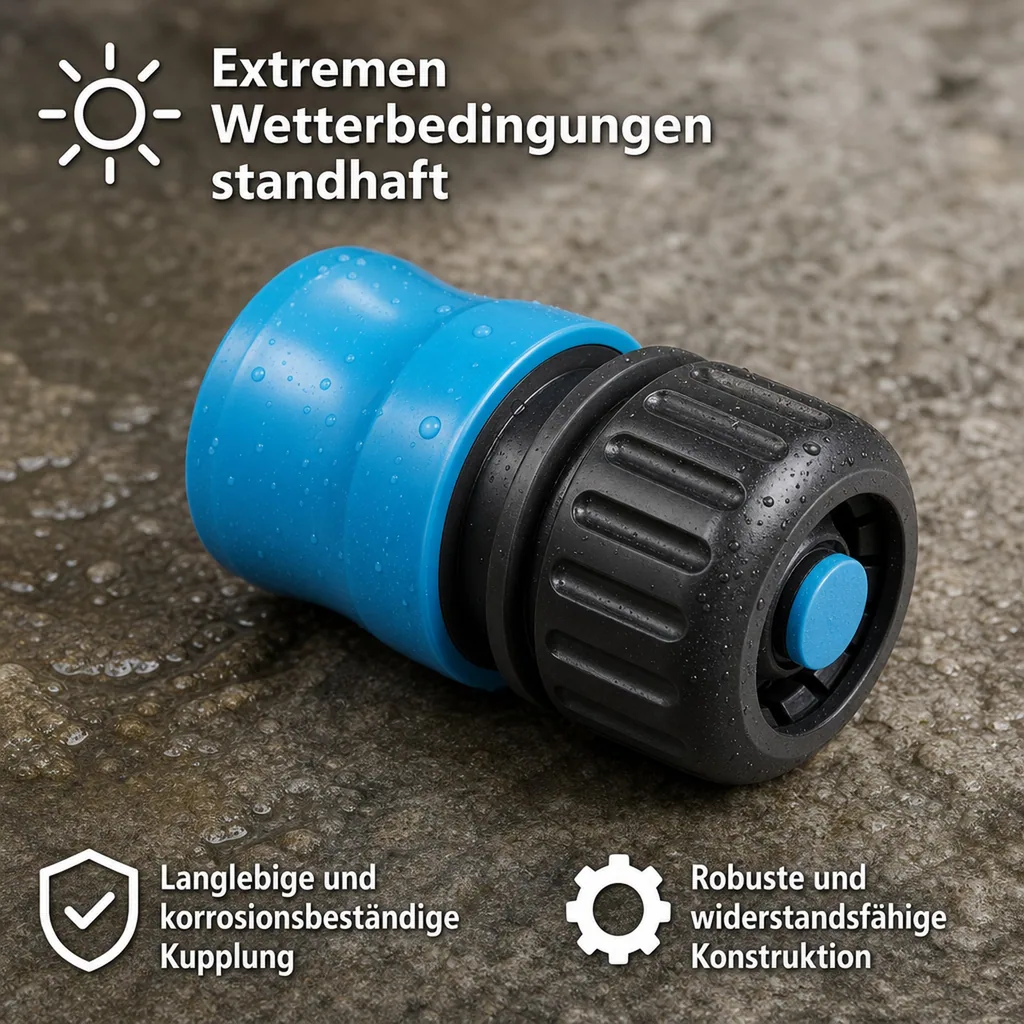 Gartenschlauch Schnellkupplung 1/2 Zoll mit Wasserstop