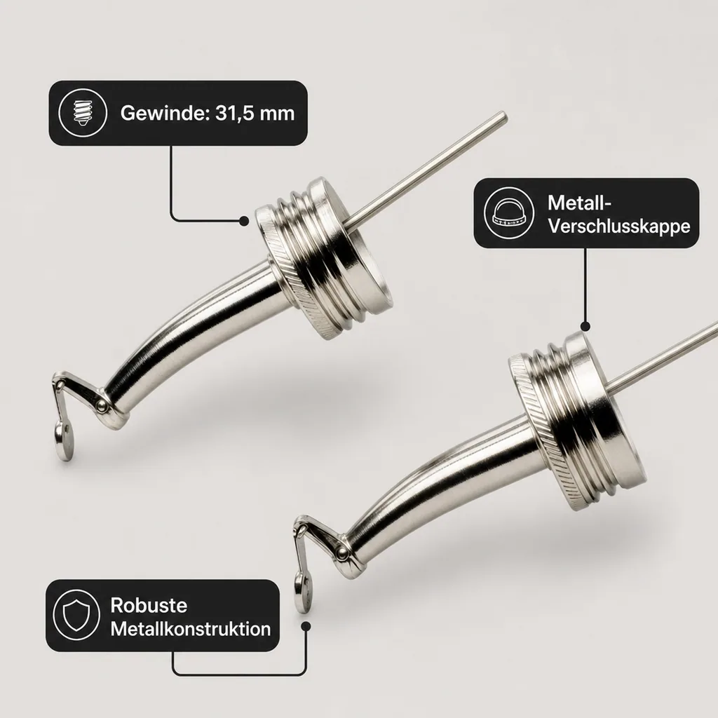 Professioneller Ausgießer, Metall - 28mm & 31,5mm Gewinde, Robust & Leicht zu Reinigen, Gewindegrößen: 31.5 mm