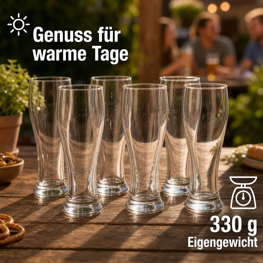 Biergläser, Weizengläser für Weizenbier, 6er Set - 415ml