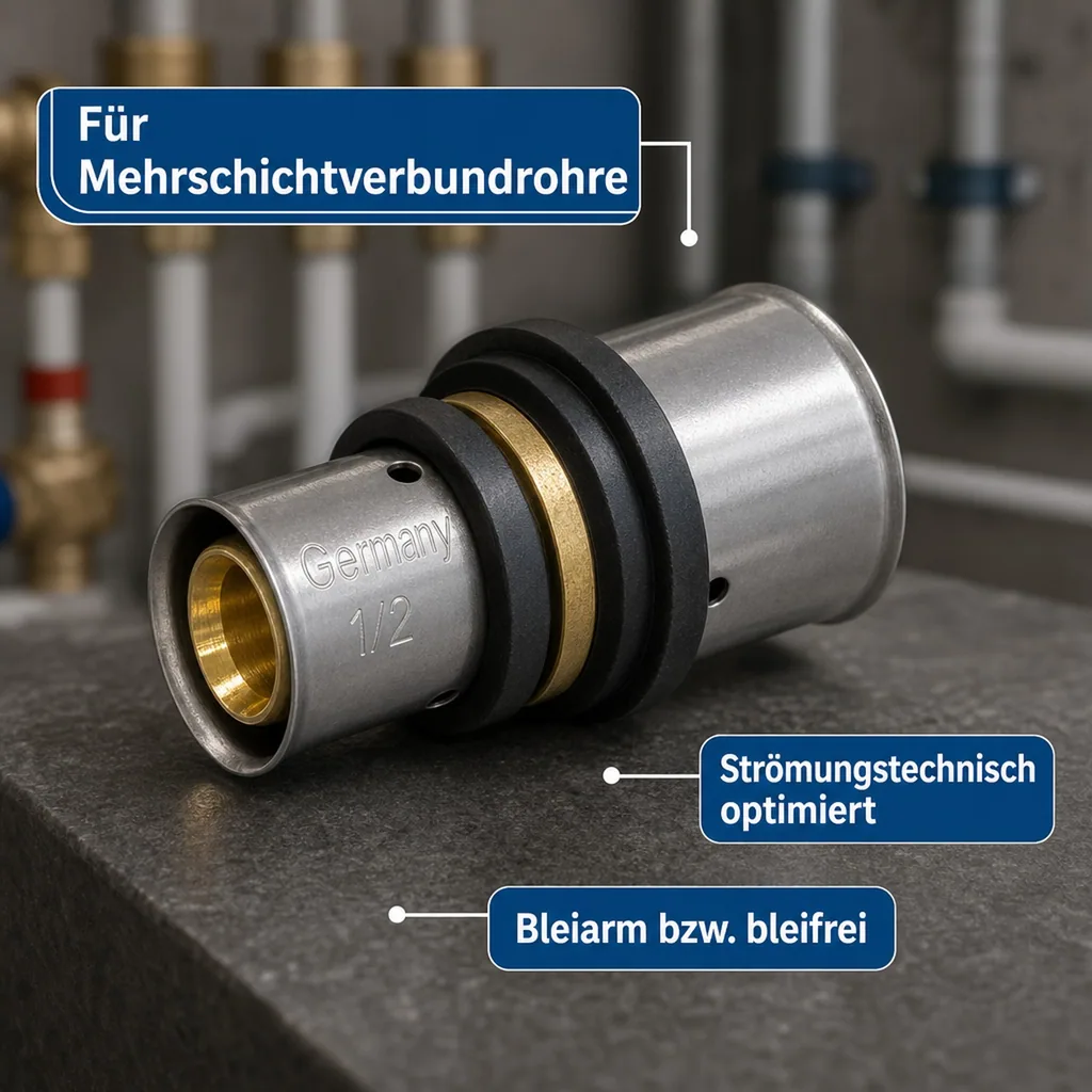 Pressfitting Kupplung, reduziert, 20mm - 16mm, Verbundrohr