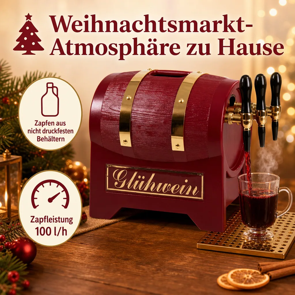 Glühweinzapfanlage, Getränke durchlauferhitzer - Special Edition Rot mit elektrischer Pumpe, 9 kW, 2-leitig