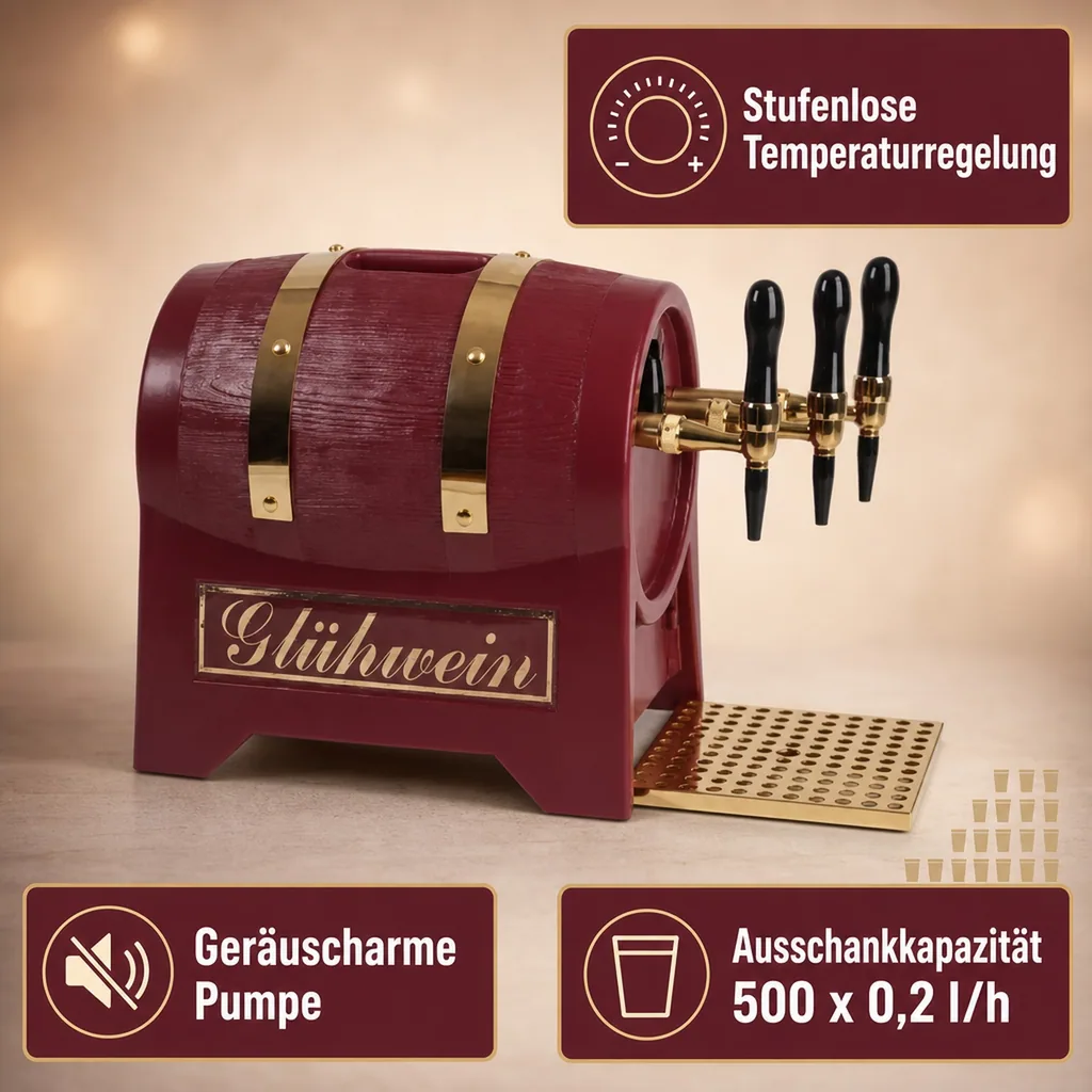 Glühweinzapfanlage, Getränke durchlauferhitzer - Special Edition Rot mit elektrischer Pumpe, 9 kW, 2-leitig