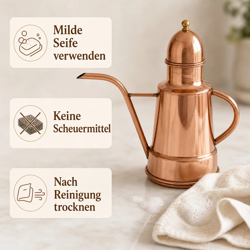 Ölspender, Ölflasche aus Kupfer und Messing, 1 Liter