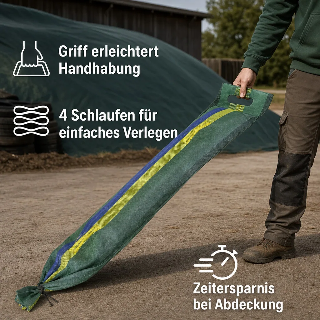 Silosack mit Griff, Schlaufen und Zugband  27 x 120