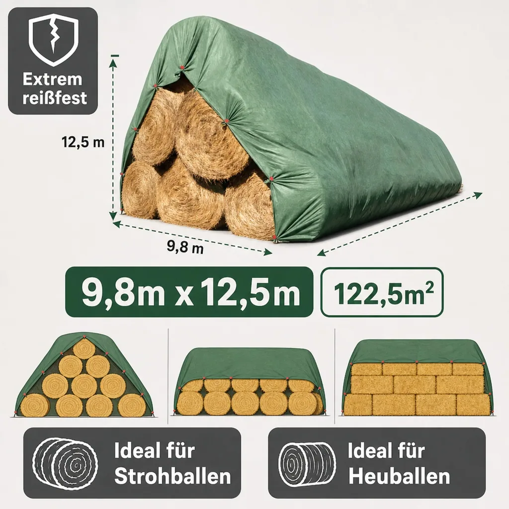 Schutzvlies Strohvlies Abdeckvlies 140g/m², 9,8m x 12,5m (122,5m²)