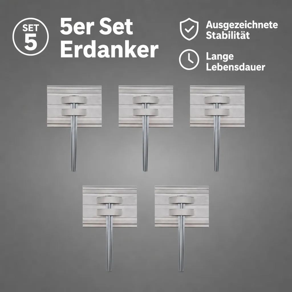 5er Set Erdanker Set für Green Universe Rasenkante 14cm Höhe | Bodenanker | Erdnägel