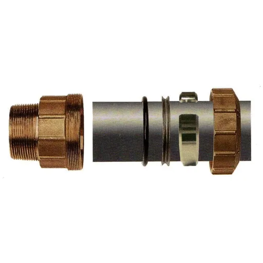 PE Rohr Verschraubung, Messing Kupplung 20mm, AG 20x1/2"