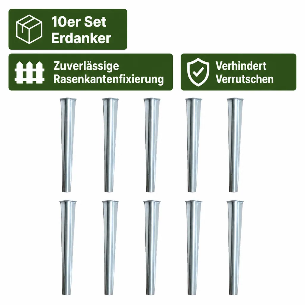 10Set Erdanker Metall 25cm x 3cm | Bodenanker | Erdnägel