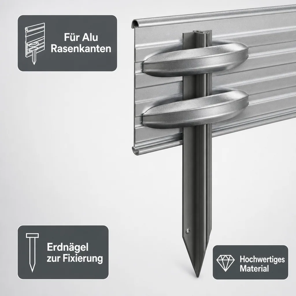 5er Set Erdanker für Ultra Starke Alu Rasenkanten | Bodenanker | Erdnägel