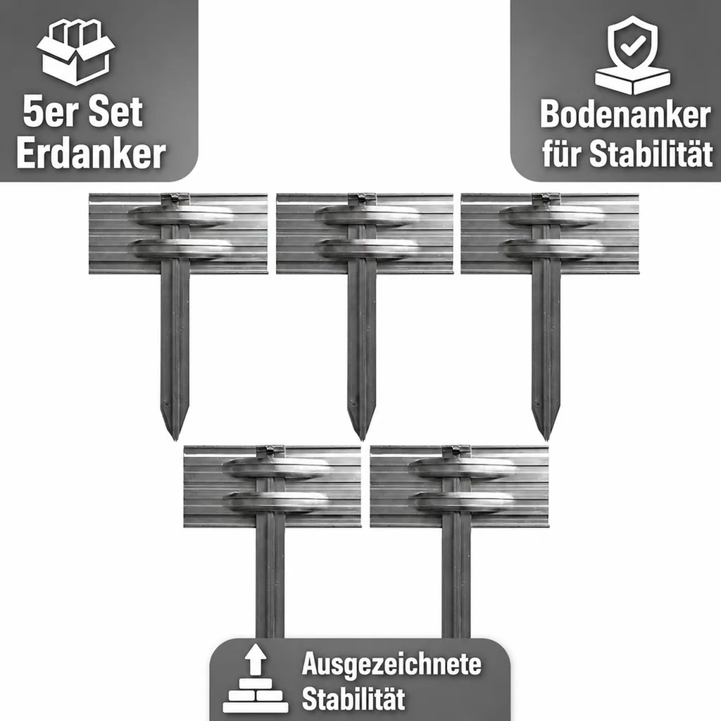 5er Set Erdanker für Ultra Starke Alu Rasenkanten | Bodenanker | Erdnägel