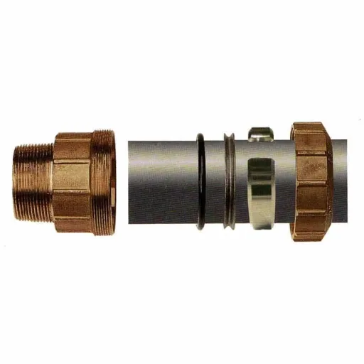 PE Rohr Verschraubung 40mm, Messing, Kupplung AG 1 1/4", Trinkwassergeeignet