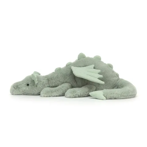 Jellycat Kuscheltier, Plüschtier, Stofftier - Sage Dragon, Größe: Mittel - H12 X B50 CM