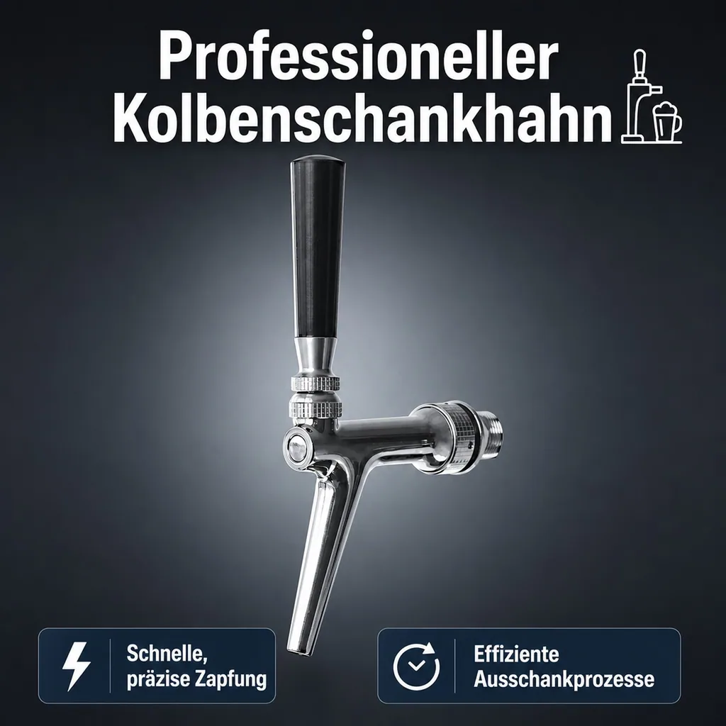 Zapfhahn, Bierzapfhahn, Schankhahn, Kolbenschankhahn aus Chromnickelstahl, Modell - BA1000, Poliert