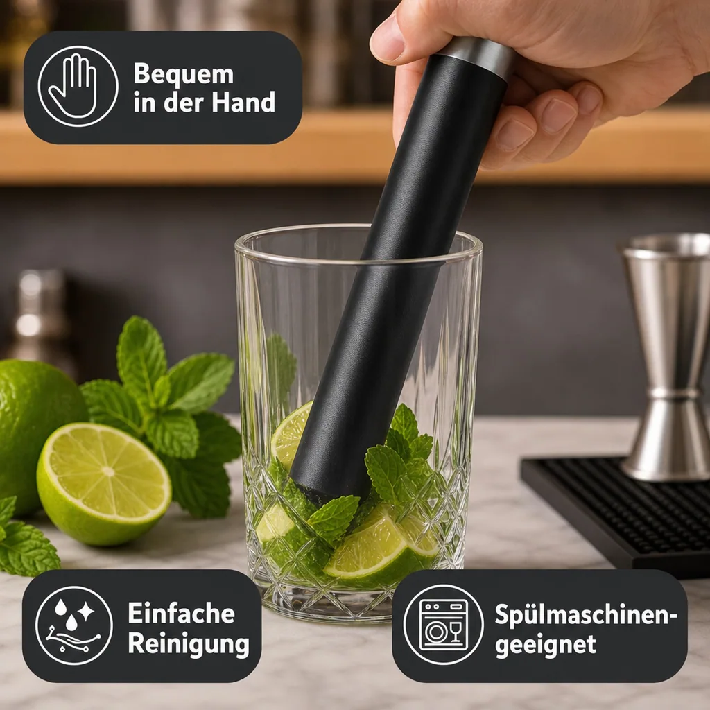 Caipirinha Stössel - Kunststoff, mit Edelstahlkappe 18/8 (24cm)