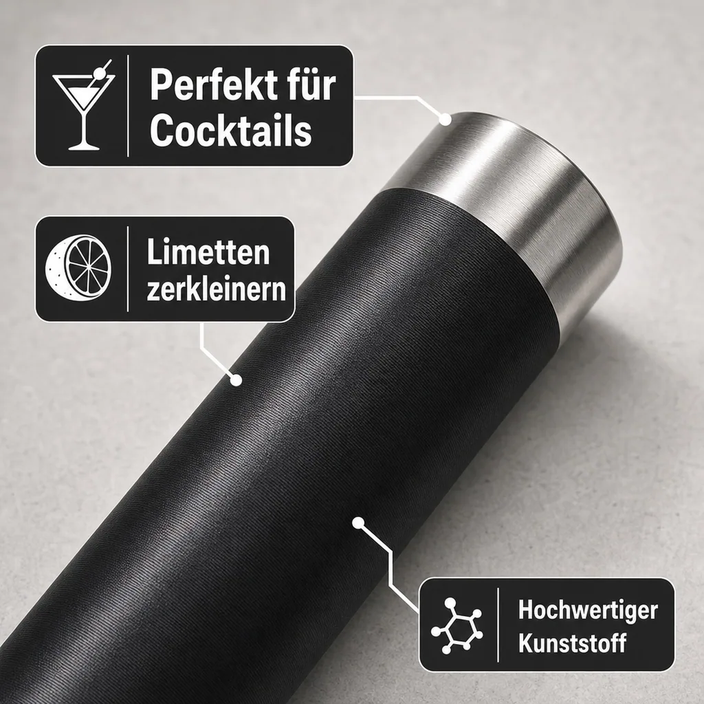 Caipirinha Stössel - Kunststoff, mit Edelstahlkappe 18/8 (24cm)
