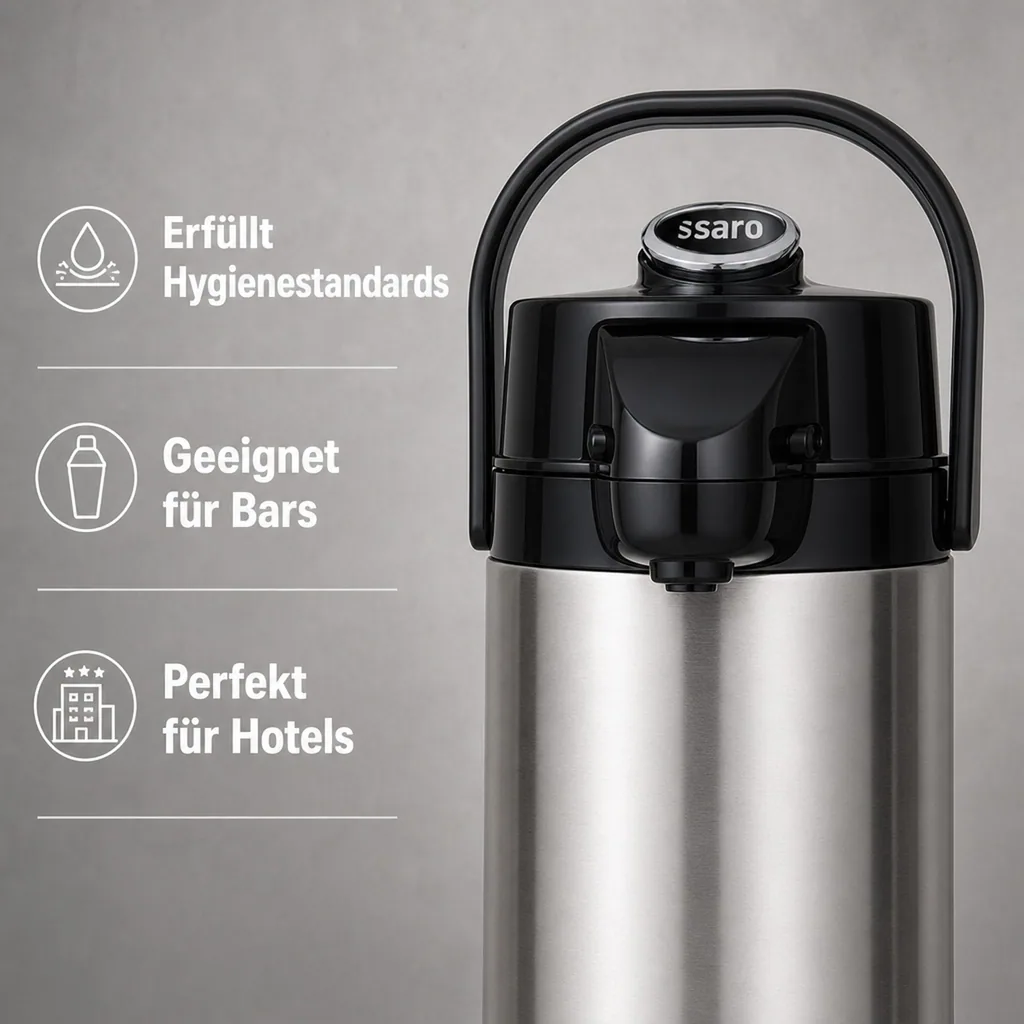 Thermoskanne, Pumpkanne, Isolierkanne - 2,2L, Stilvolle Erfrischung für heiße und kalte Getränke
