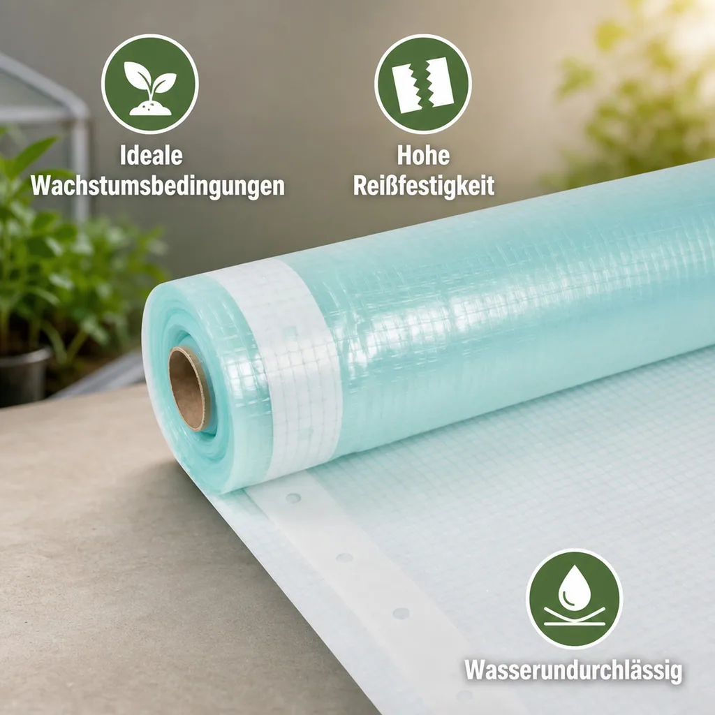Gitterfolie, Abdeckplane transparent, Gewächshausfolie, 2 Breite x 1 Meter
