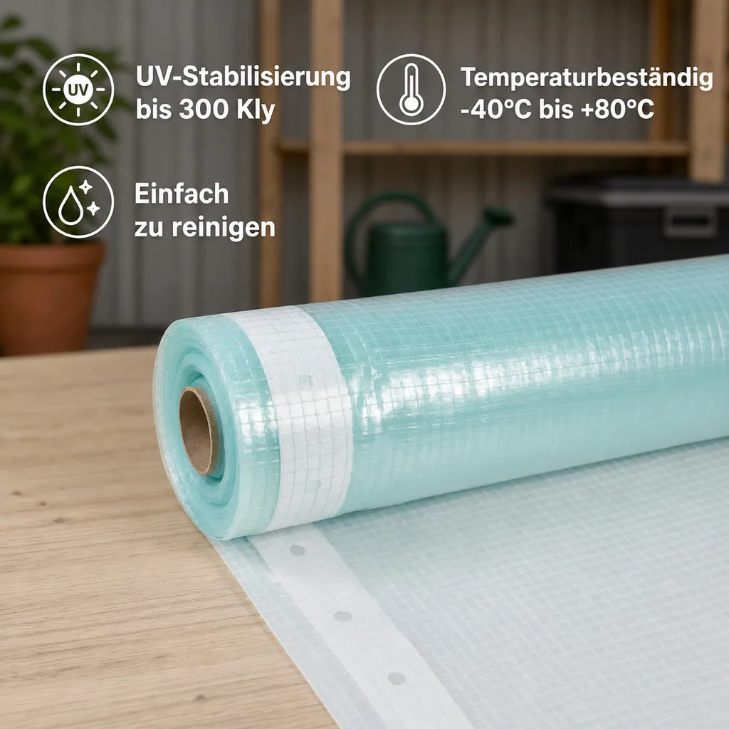 Gitterfolie, Abdeckplane transparent, Gewächshausfolie, 2 Breite x 1 Meter