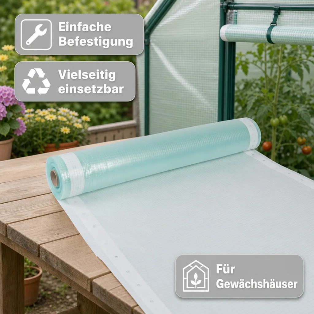 Gitterfolie, Gewächshausfolie, 2 Breite x 12 Meter, Nagelrand, reißfest
