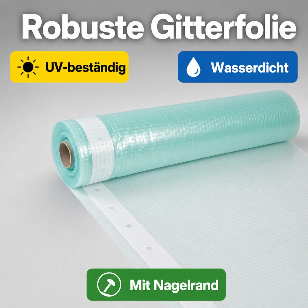 Gitterfolie, Gewächshausfolie, Baufolie, Abdeckfolie, Gartenfolie